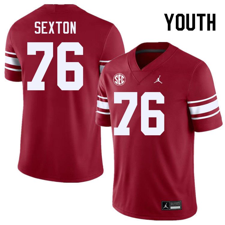 Youth #76 Jacob Sexton Oklahoma Sooners 2024 SEC Conference College Football Jerseys-Throwback